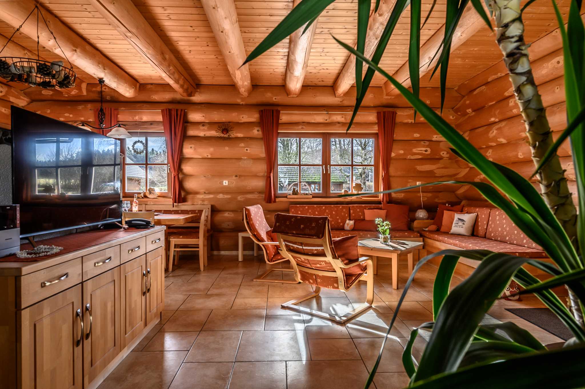 Wohnbereich im 5 Sterne-Ferienhaus Abendrot in der Fränkischen Schweiz