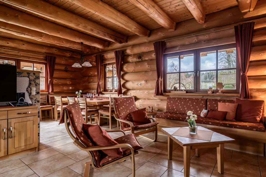 Wohnbereich im 5 Sterne-Ferienhaus Abendrot in der Fränkischen Schweiz