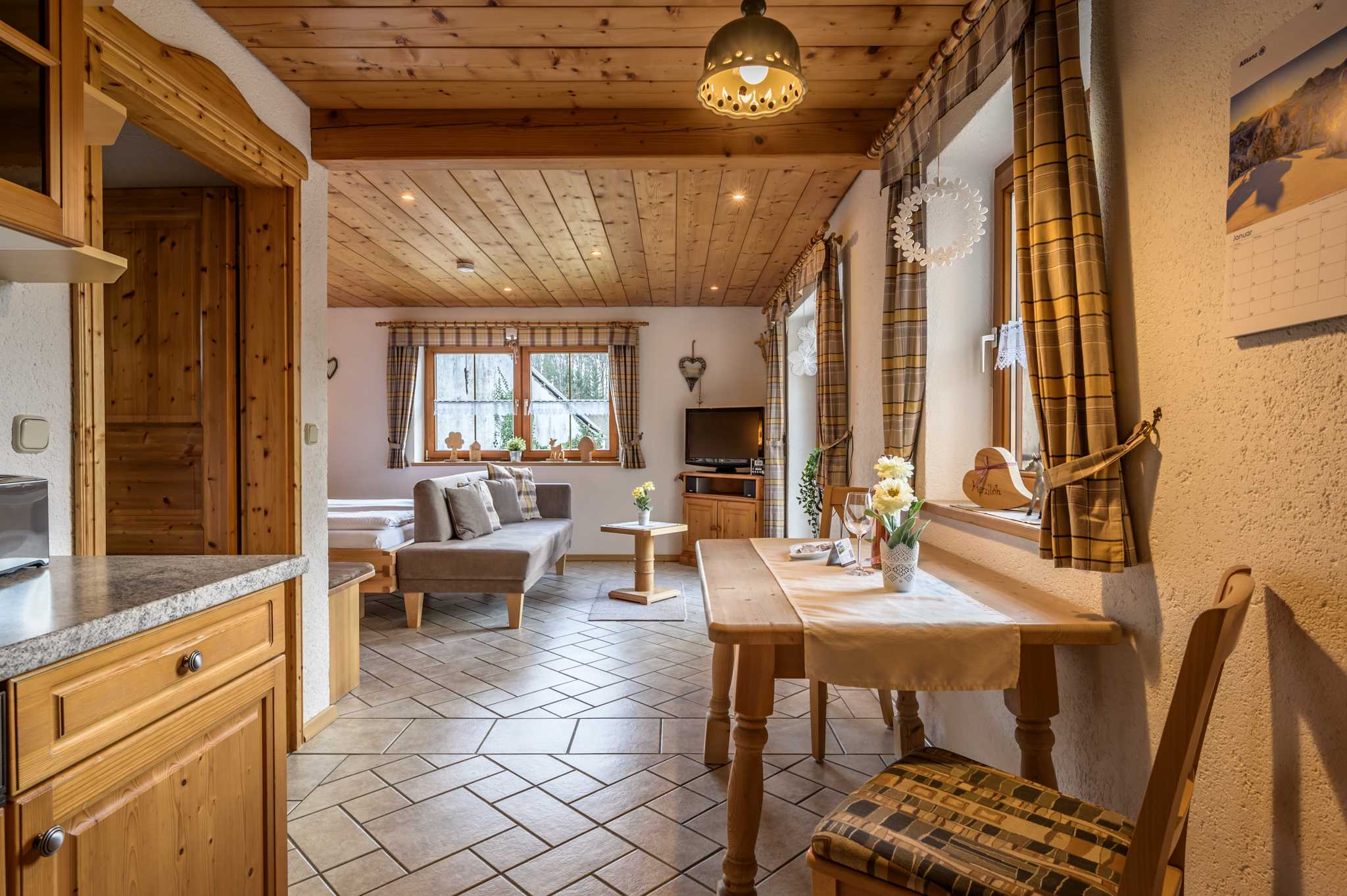 Wohnraum Ferienwohnung Kuni im Blockhäuserl am Wald